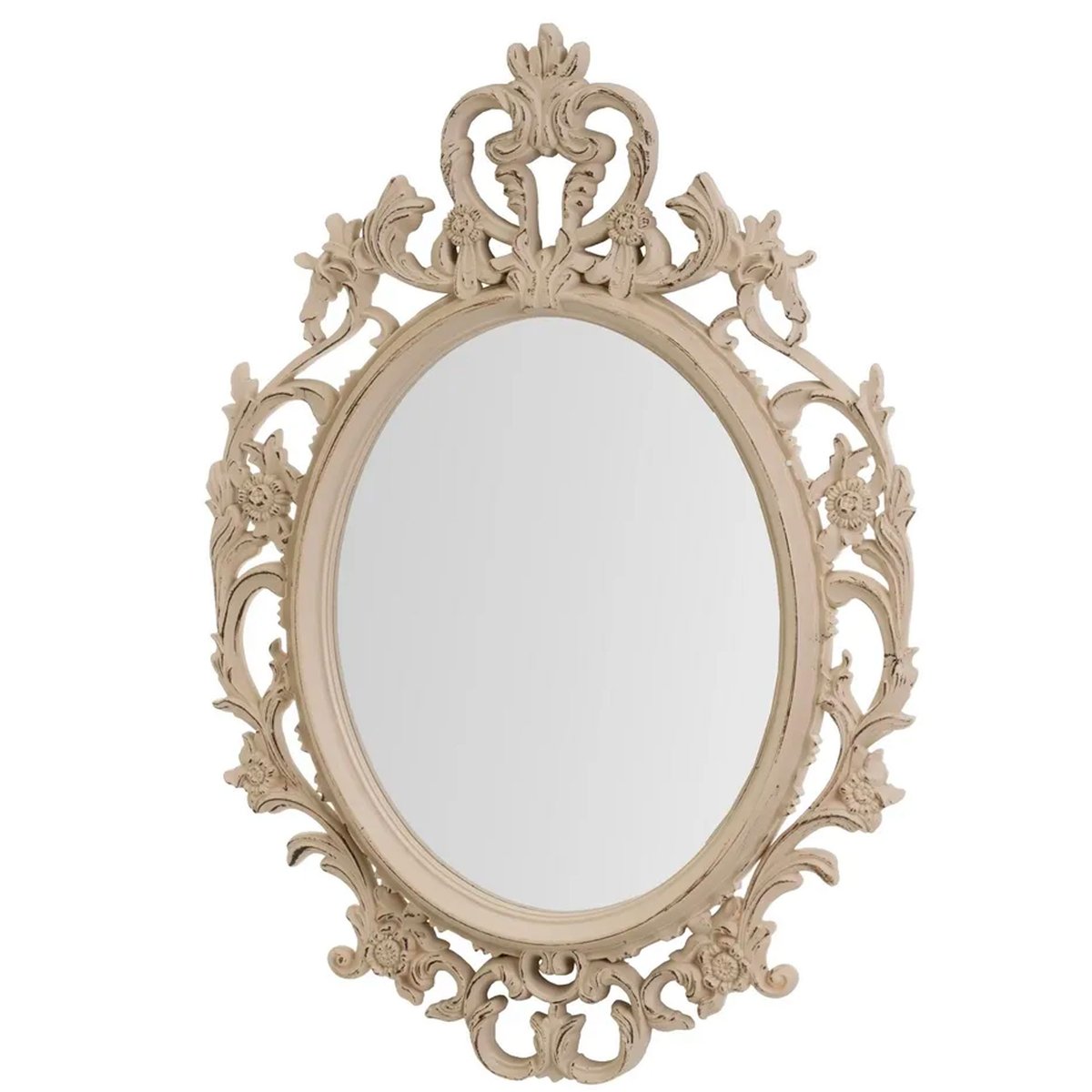 Miroir mural ovale avec moulures en polypropylène beige 48x2.5x69cm beige, WADIGA