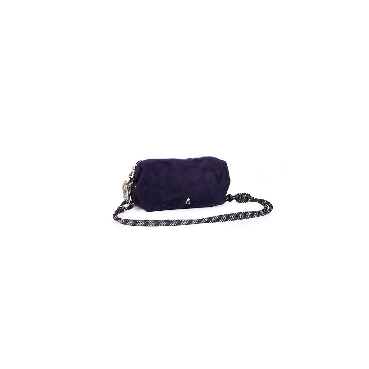 Sac pochette en cuir d'agneau suédé, NUAGE marine, CRAIE STUDIO