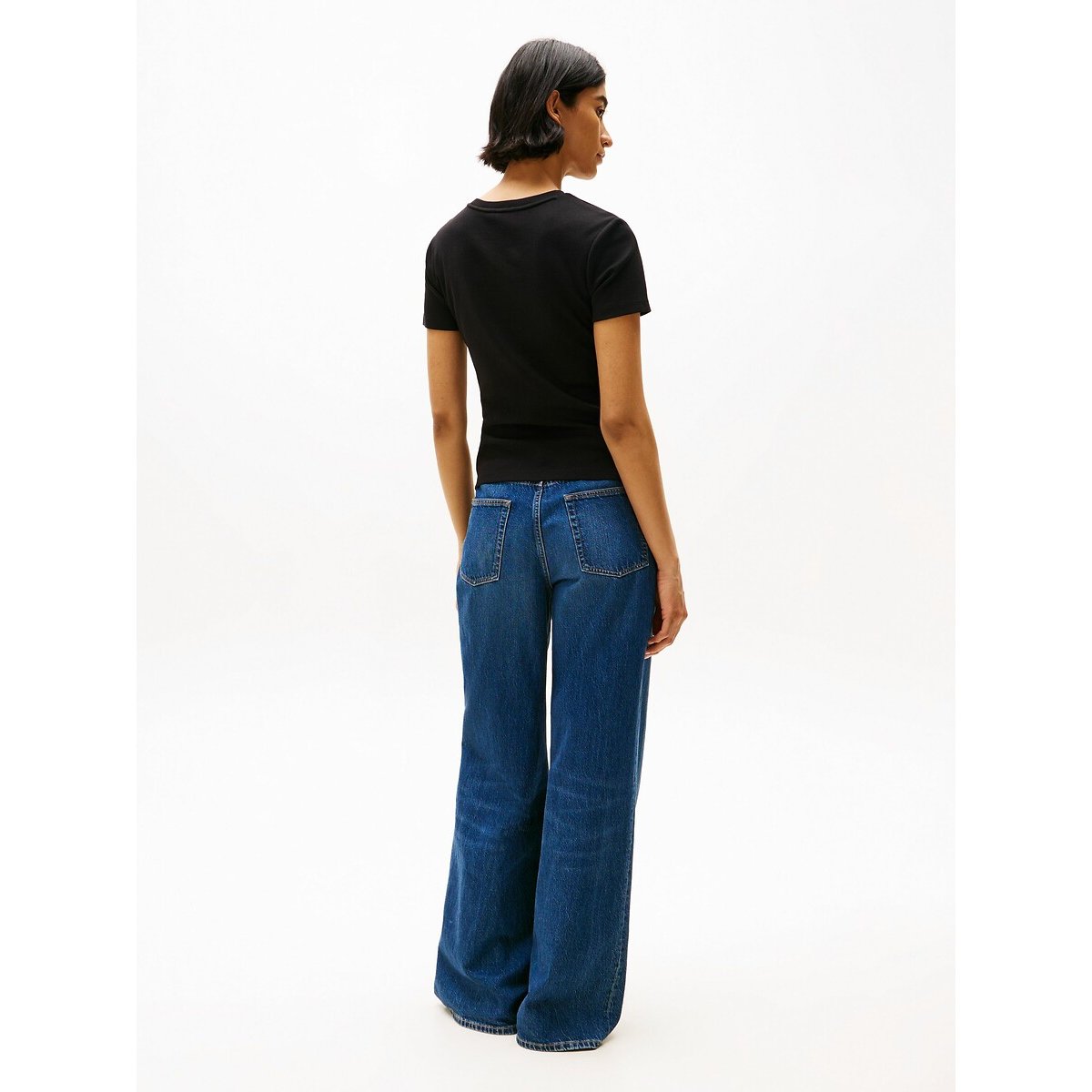 T-shirt manches courtes à col rond noir, TOMMY HILFIGER