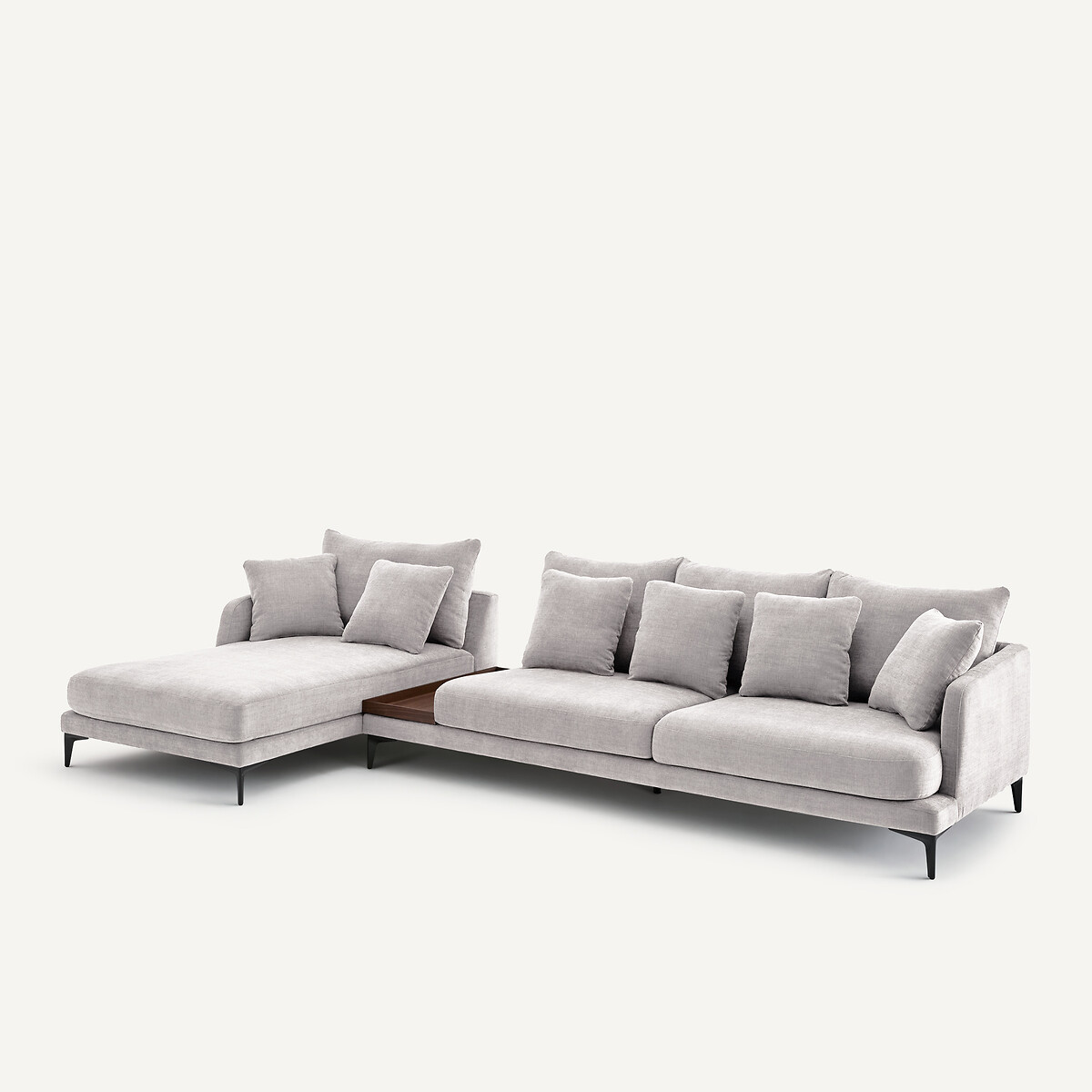 Demi-canapé avec plateau, en polyester et coton, MODERNISTE gris clair, EMMANUEL GALLINA X AM.PM