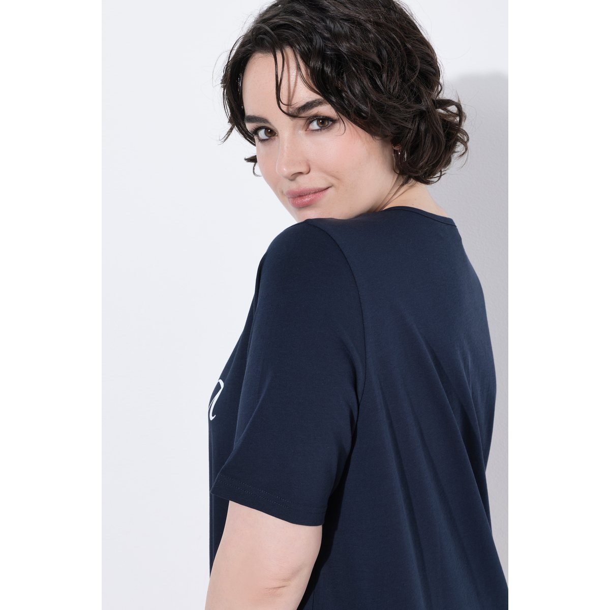 T-shirt, col rond marine, ULLA POPKEN