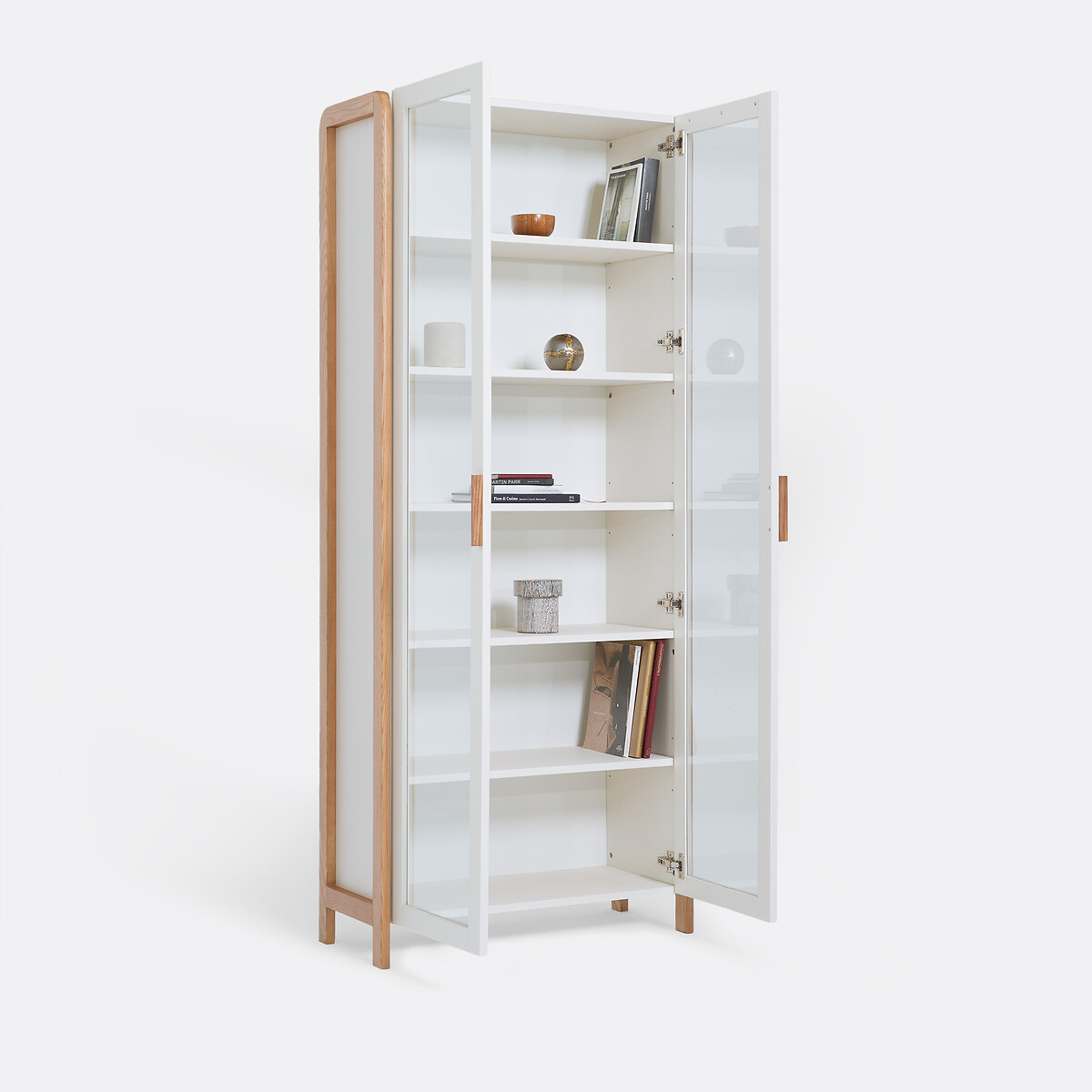 Estante/vitrine de 2 portas, A 200 cm, LUMEKO carvalho/branco, LA REDOUTE INTERIEURS