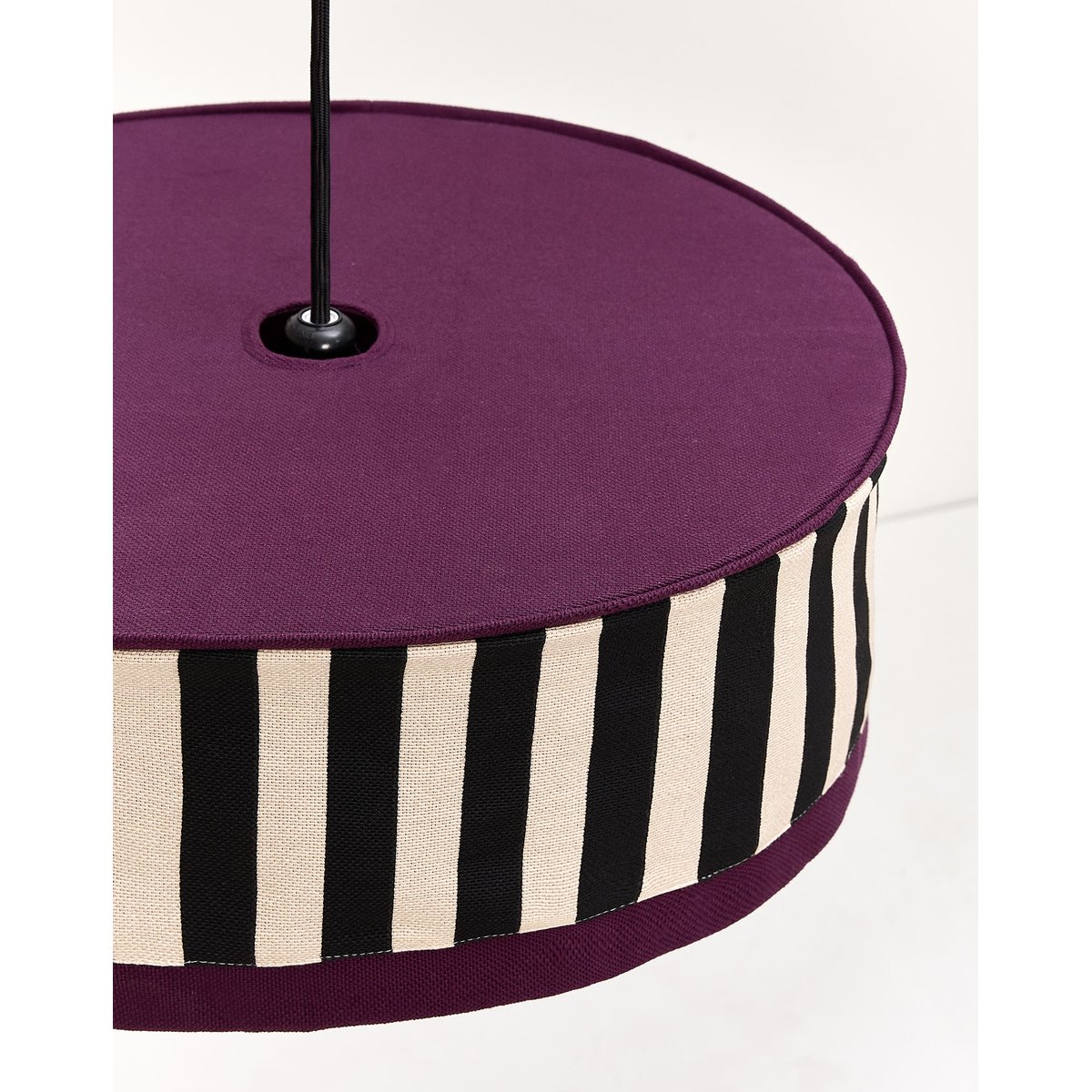 Abat-jour pour suspension diam. 50cm Paul rayures noires et sable, NOBODINOZ