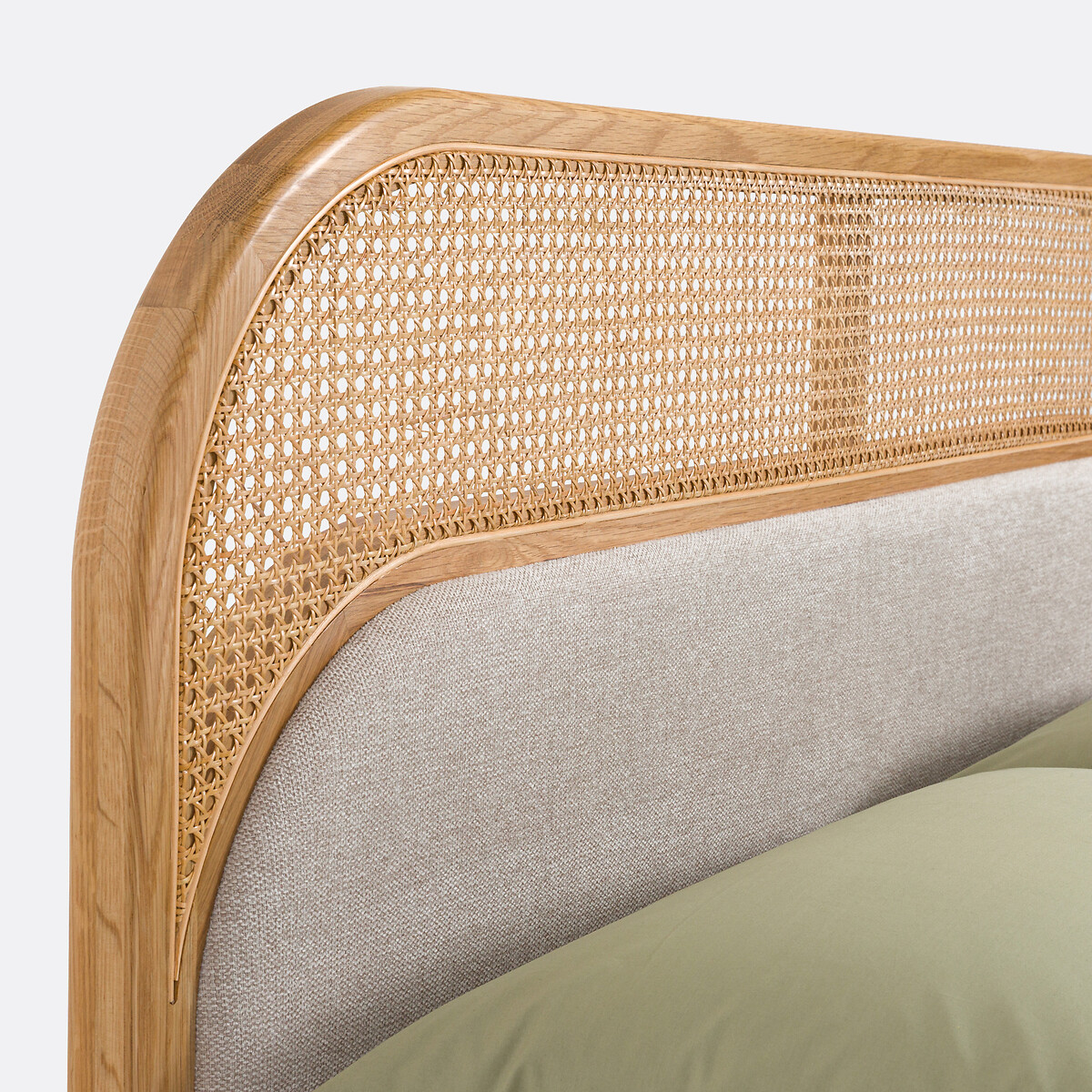 Cama em palhinha e veludo, com estrado, Buisseau carvalho/bege, LA REDOUTE INTERIEURS