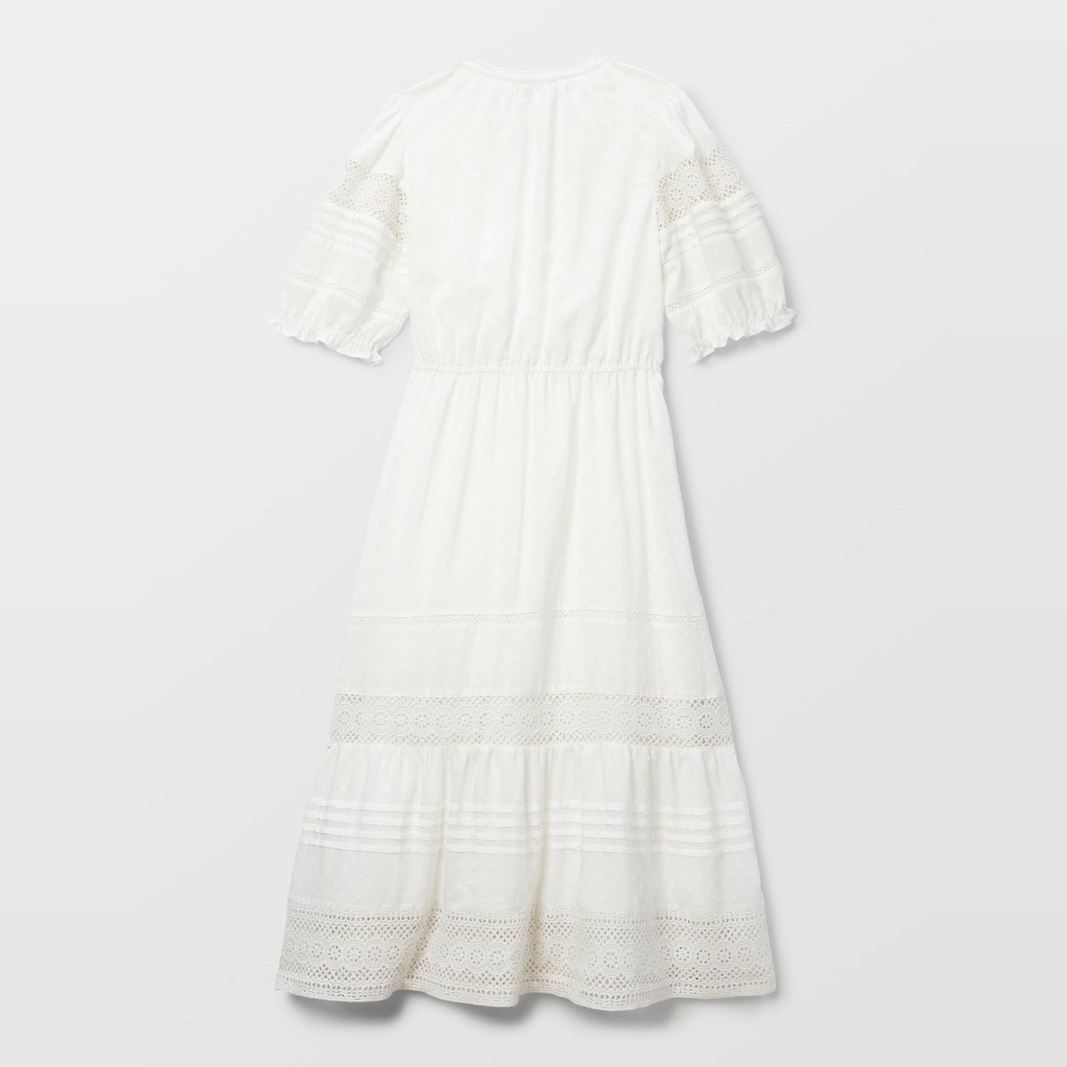 Robe longue à détails brodés ecru, MONOPRIX