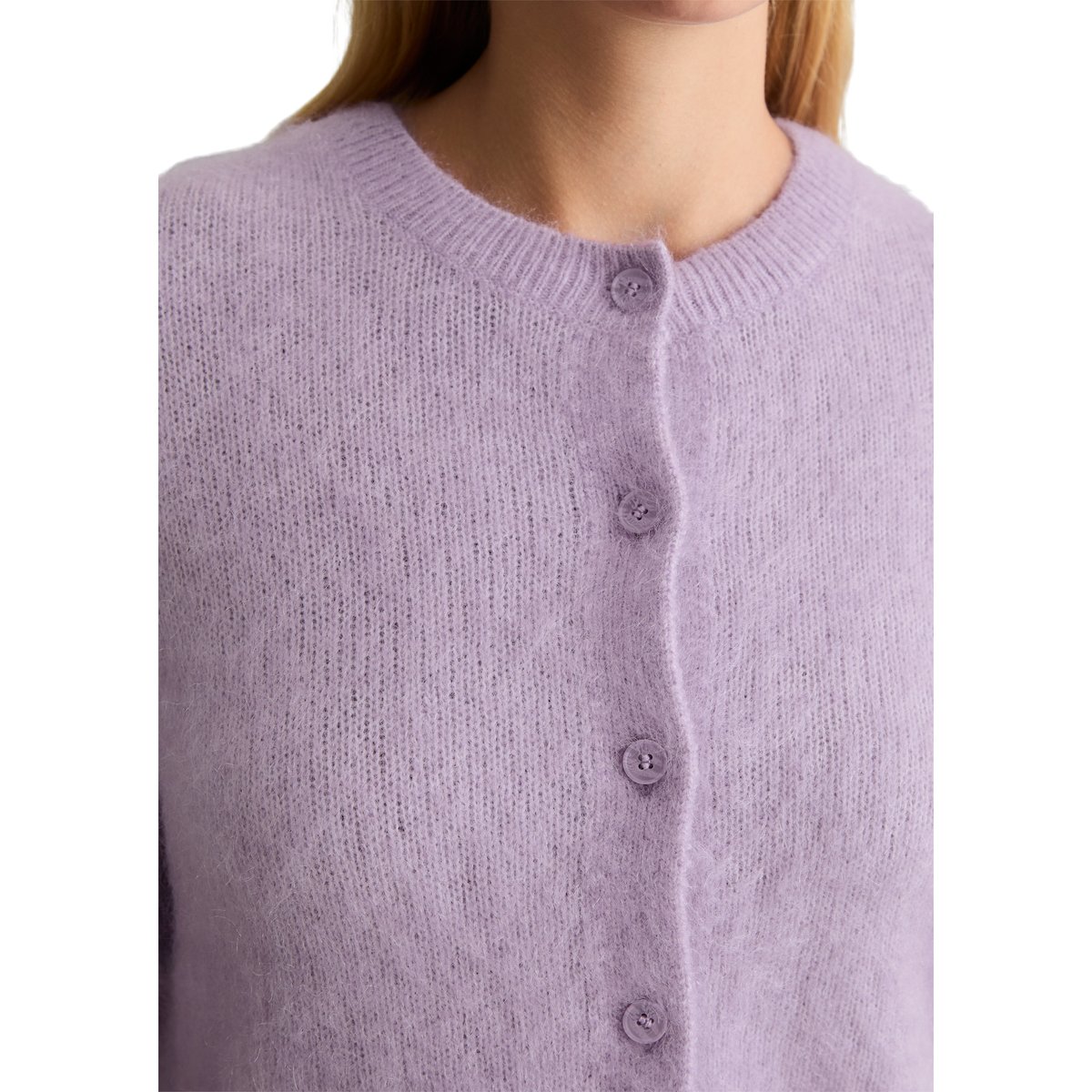 Cardigan douillet, coupe classique en mélange de mohair et de laine vierge violet, MARC O’POLO DENIM