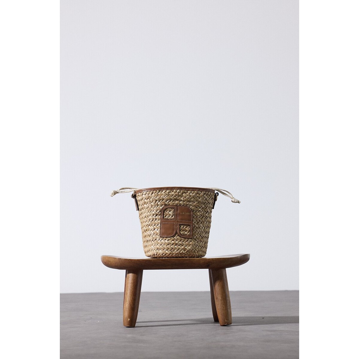 Sac seau en paille et cuir, PAOLO naturel, NAT & NIN
