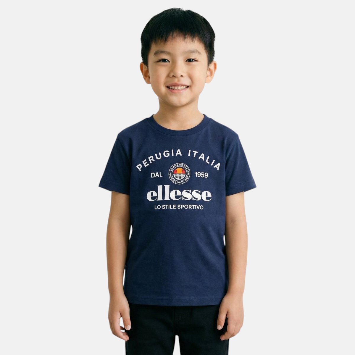 T-shirt manches courtes imprimé, col rond TEAM bleu marine, ELLESSE