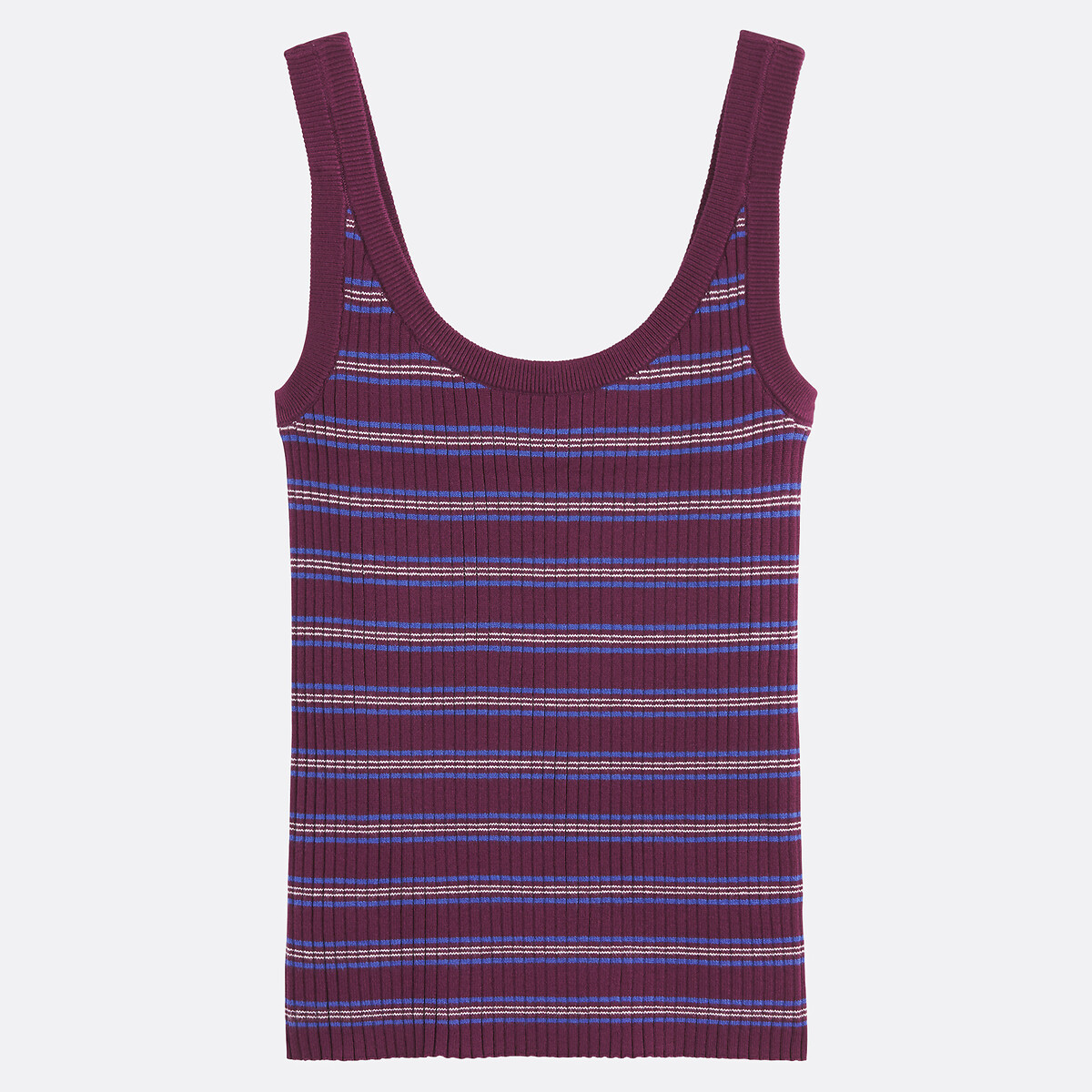 Débardeur rayé, col rond, en fine maille rayé bordeaux, LA REDOUTE COLLECTIONS