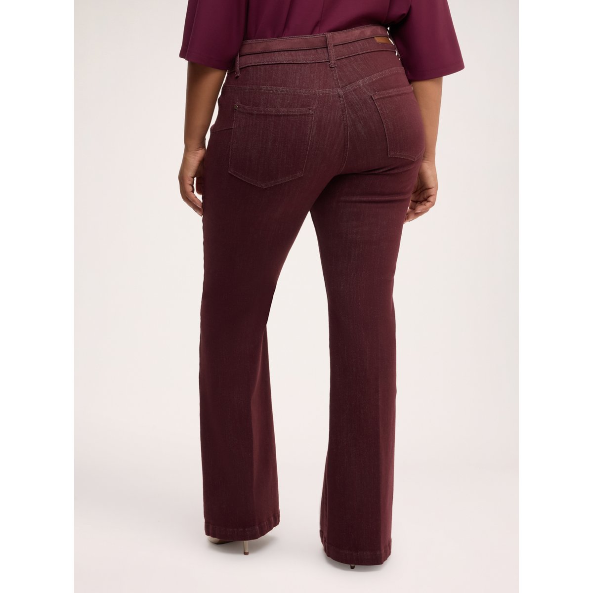 Jean flare avec ceinture burgundy, FIORELLA RUBINO