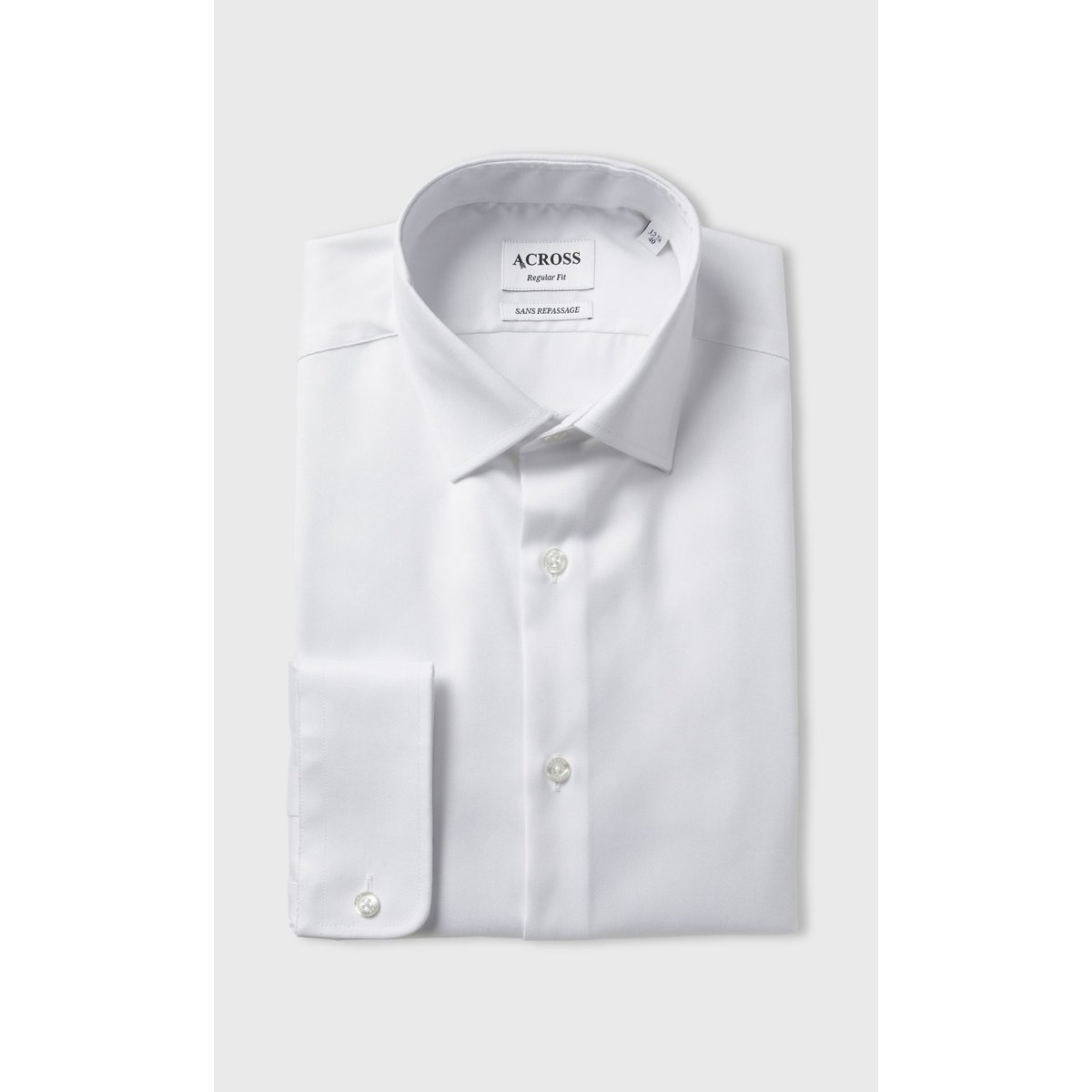Chemise Regular fit sans repassage en double retors blanc, ACROSS