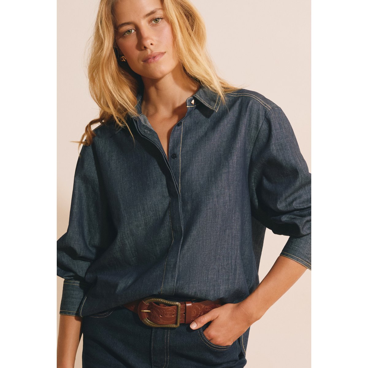 Chemise à manches longues en jean CLEMENCE jean denim, ETAM