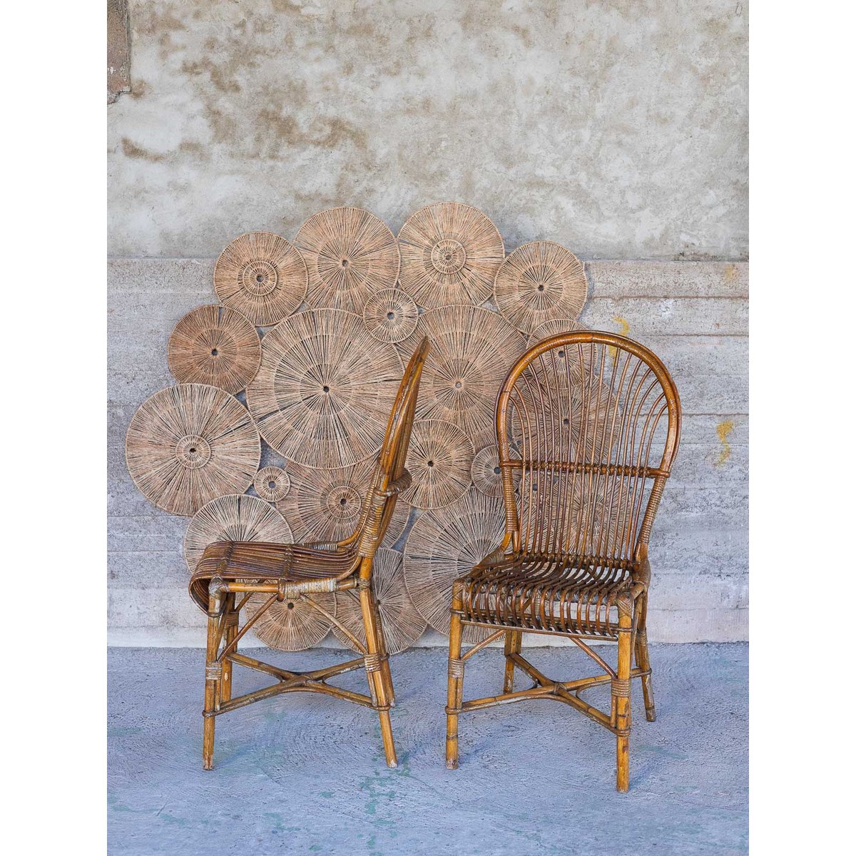 Paire de chaises en osier Claude N°1571 - Bon état beige, DEBONGOUT