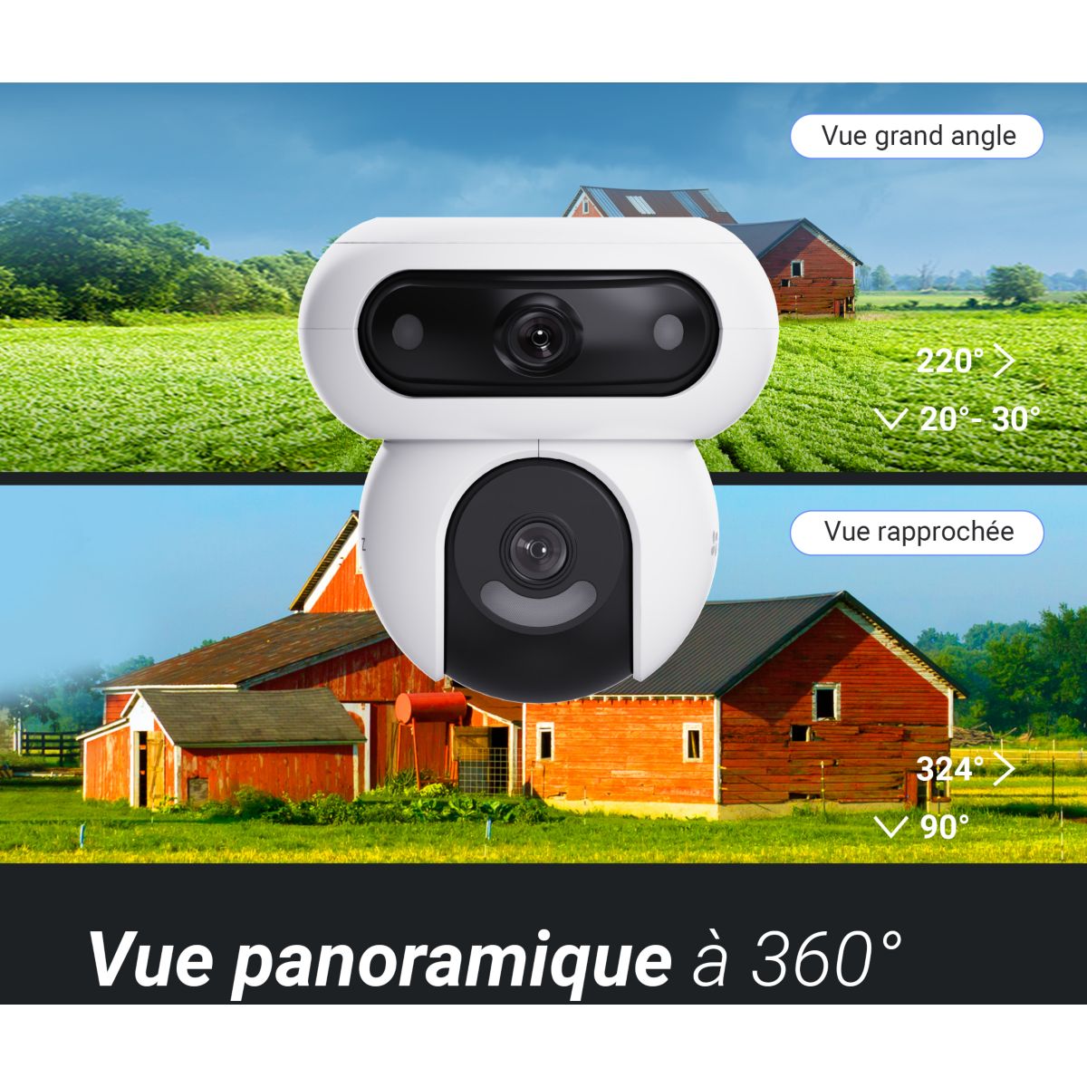 Caméra de surveillance H90 - Double optique 2K+ motorisée couleur unique, EZVIZ