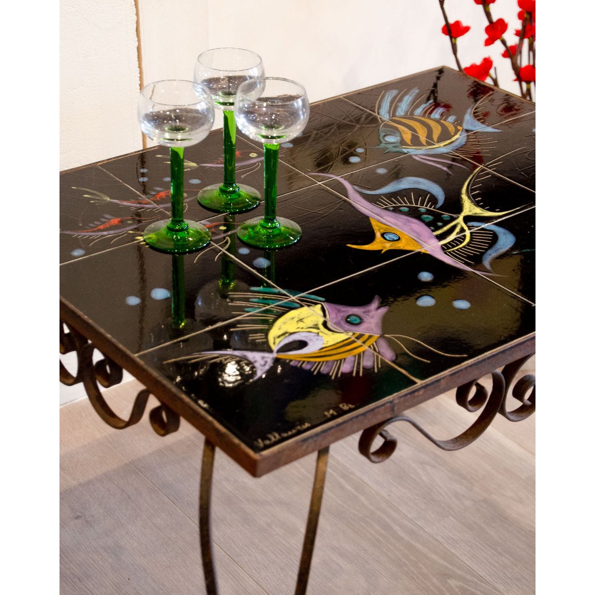 Table basse en céramique Vallauris Donna N°991 - Bon état noir, DEBONGOUT