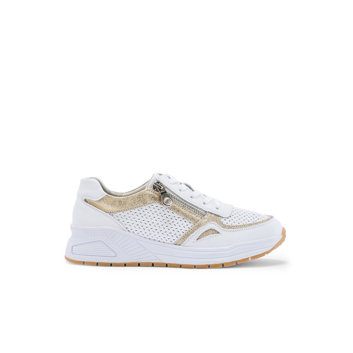 Sneakers femme zippées blanc/doré, PEDICONFORT