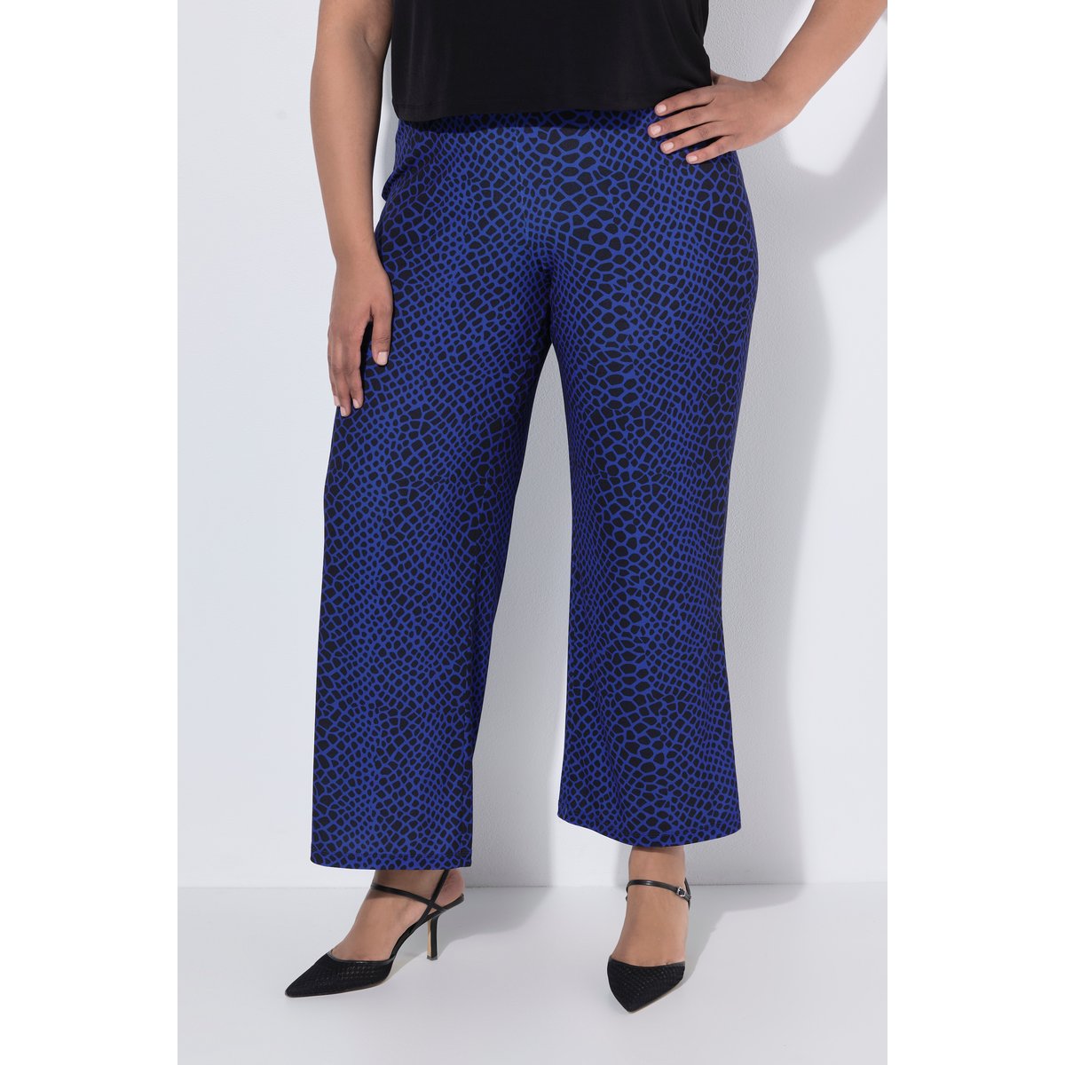 Pantalon en jersey, motif peau de serpent noir, ULLA POPKEN