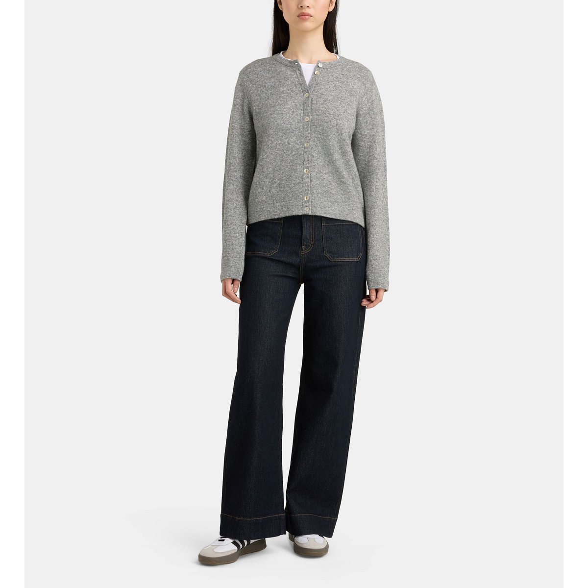 Pull boutonné flavie c gris et beige, GALERIES LAFAYETTE