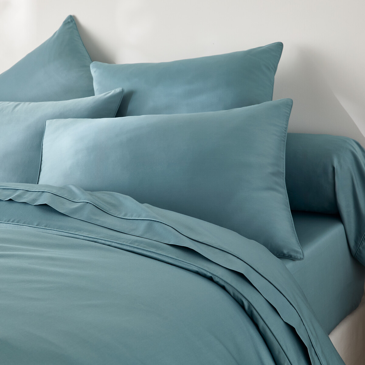 Taie d'oreiller en satin de coton, 153 fils, Opale bleu, LA REDOUTE INTERIEURS