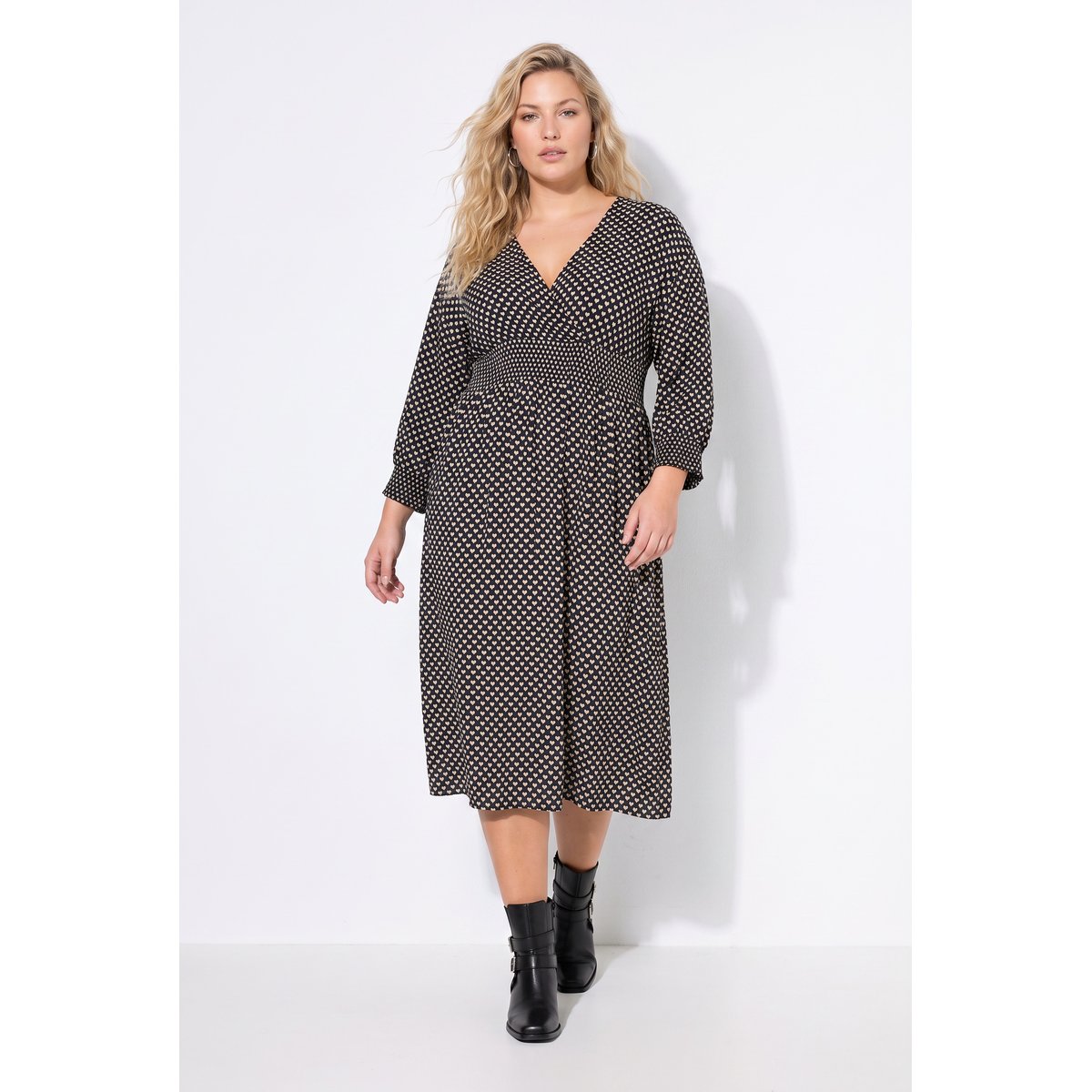 Robe, coupe confortable, taille élastiquée noir, ULLA POPKEN