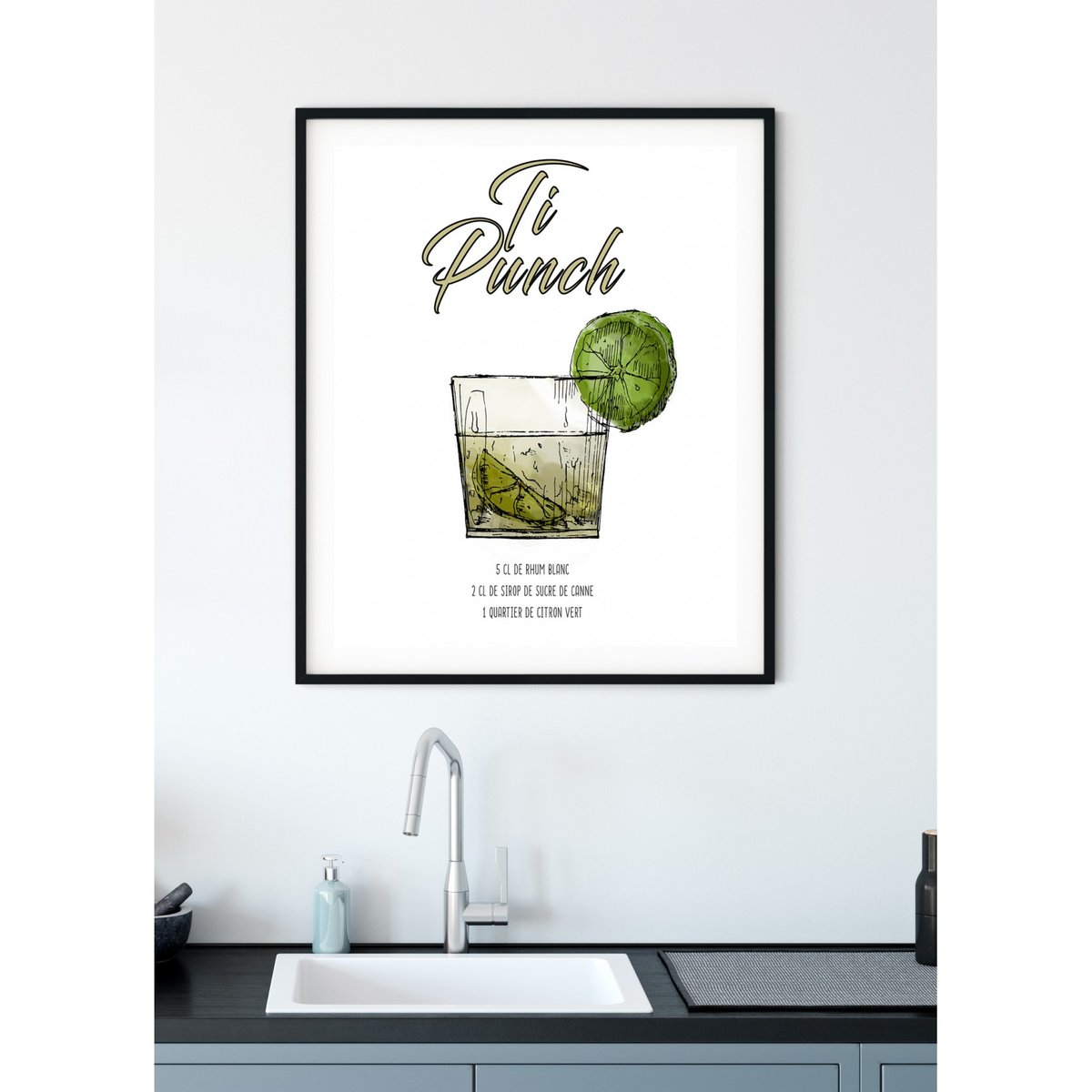 Affiche Cocktail Ti Punch blanc, L'AFFICHERIE