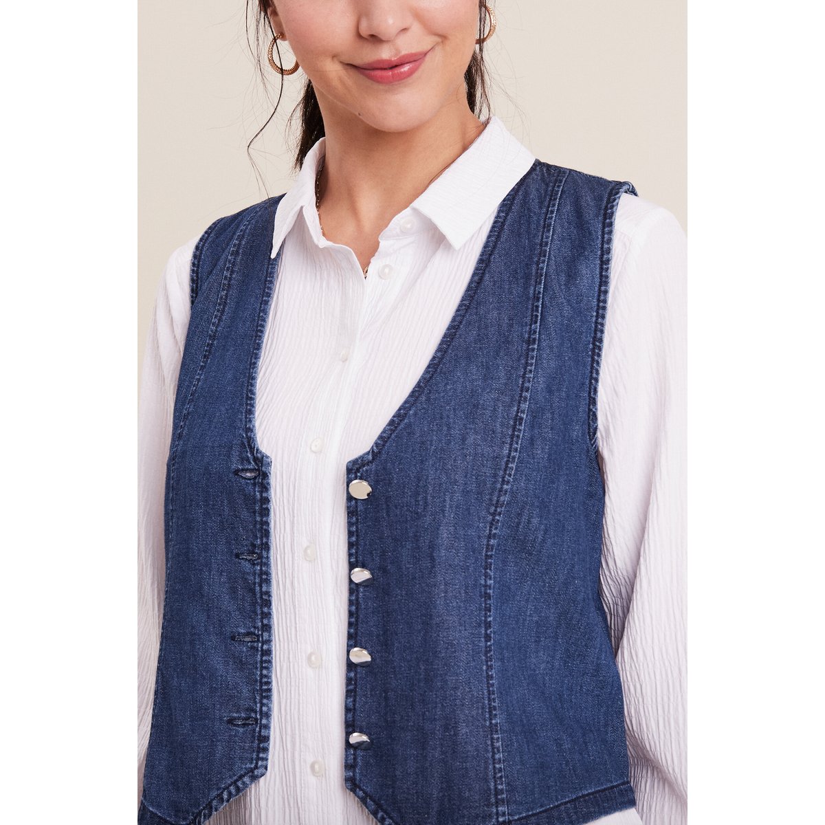 Veston sans manches jean denim double stone, BREAL