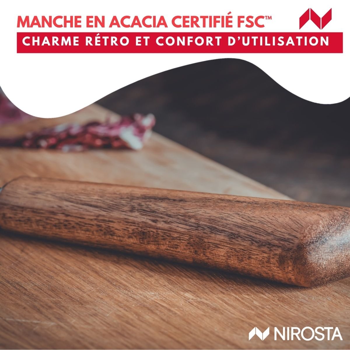 Couteau Santoku 31 cm FLOW bois,noir, NIROSTA