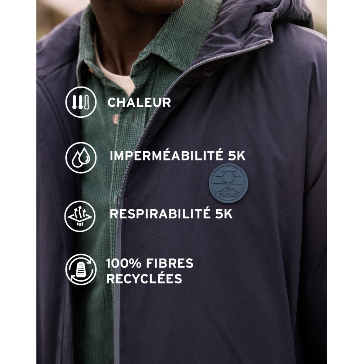 Parka polyester MONTAUD bleu marine, FAGUO