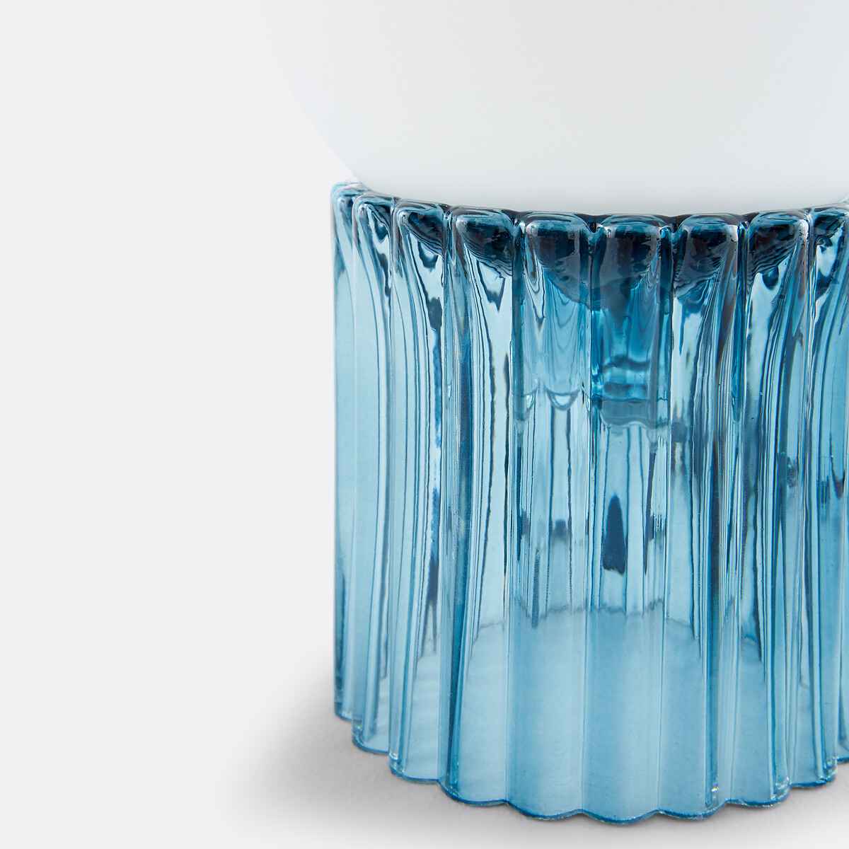 Lampada da tavolo, vetro striato colorato e opalino, Dima blu, LA REDOUTE INTERIEURS