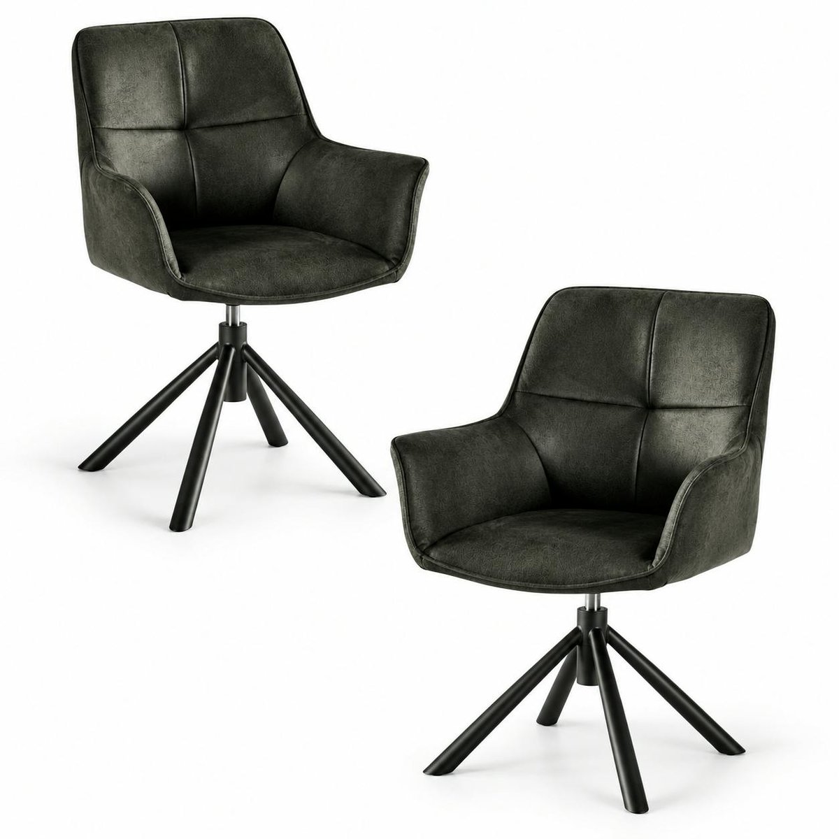 Fauteuil pivotant contemporain microfibre grise (lot de 2) IENA gris foncé, PIER IMPORT
