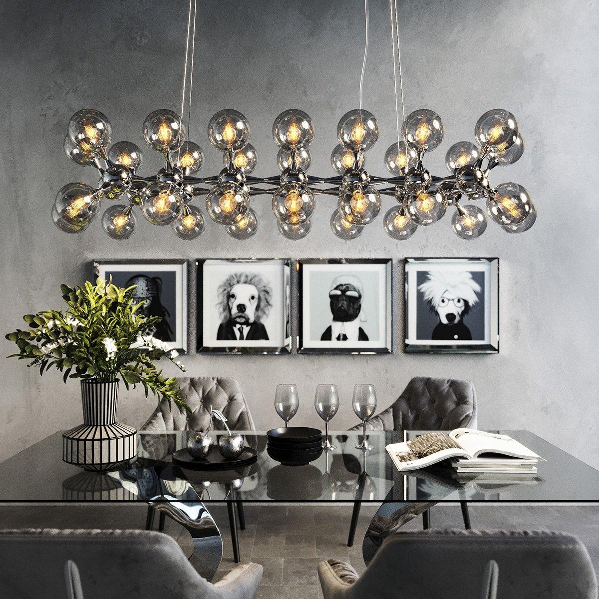 Lot de 4 verres à vin blanc, NIGHT SKY argent, KARE DESIGN