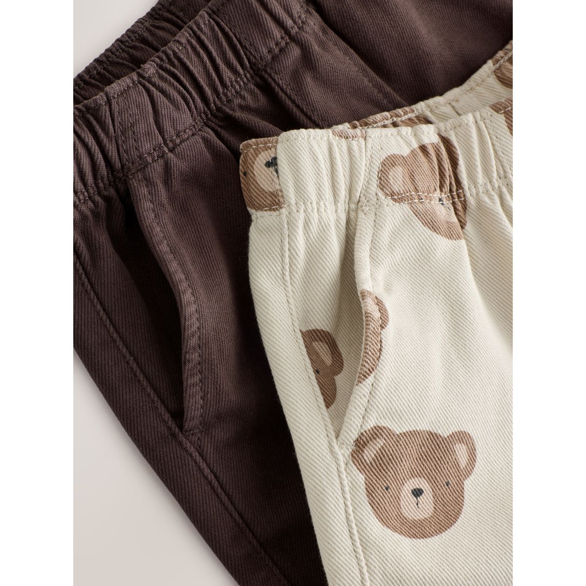 Pantalon large à enfiler, lot de 2 marron, NEXT