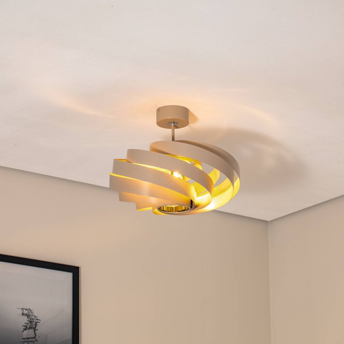 Plafonnier en métal moderne, Vento beige, EULUNA