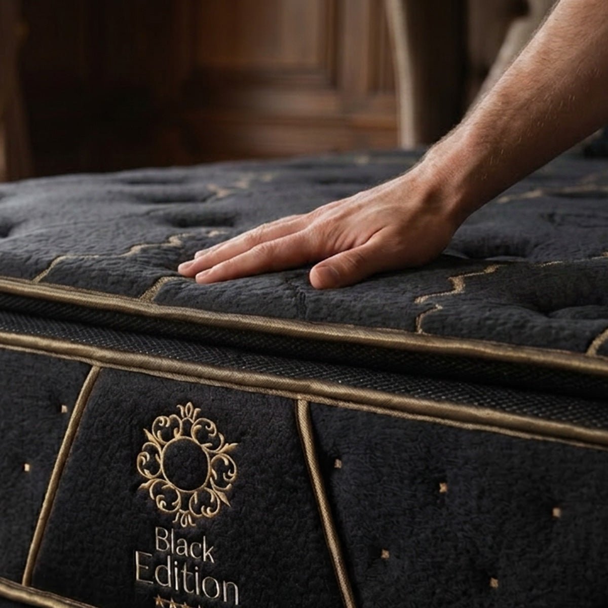 Matelas Mémoire de forme 34 cm BLACK EDITION noir, BELLECOUR
