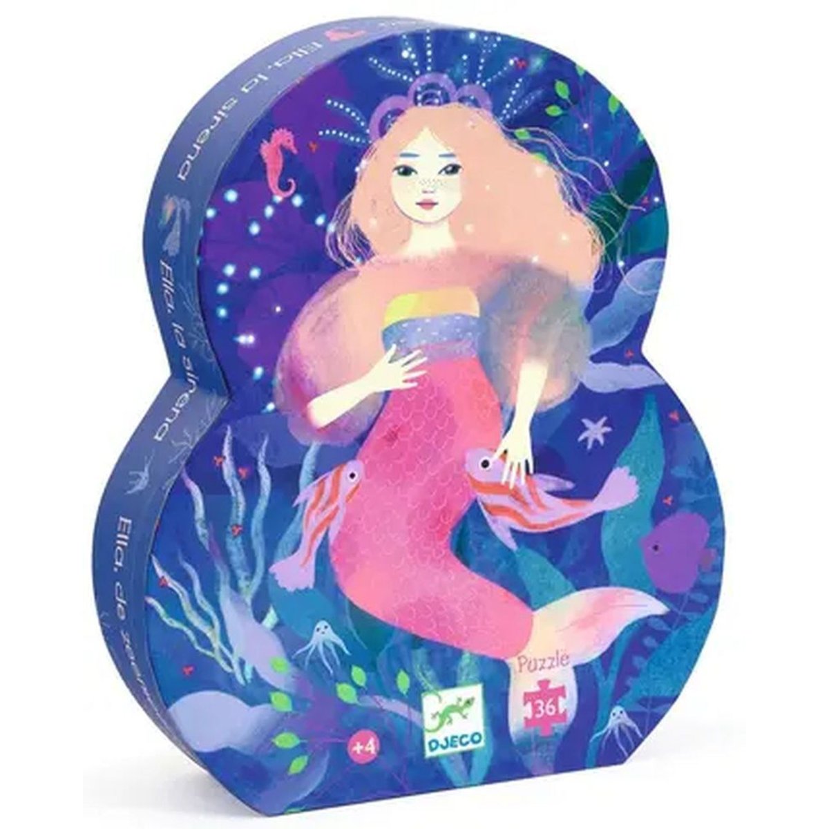 Puzzle silhouette Ella la sirène 36 pièces couleur unique, DJECO