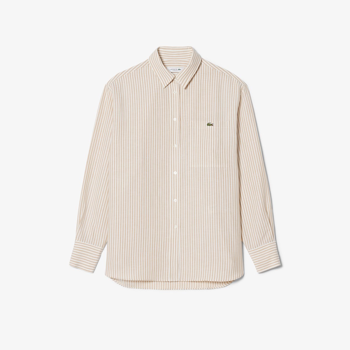 Chemise oversize lin mélangé beige-8gi, LACOSTE