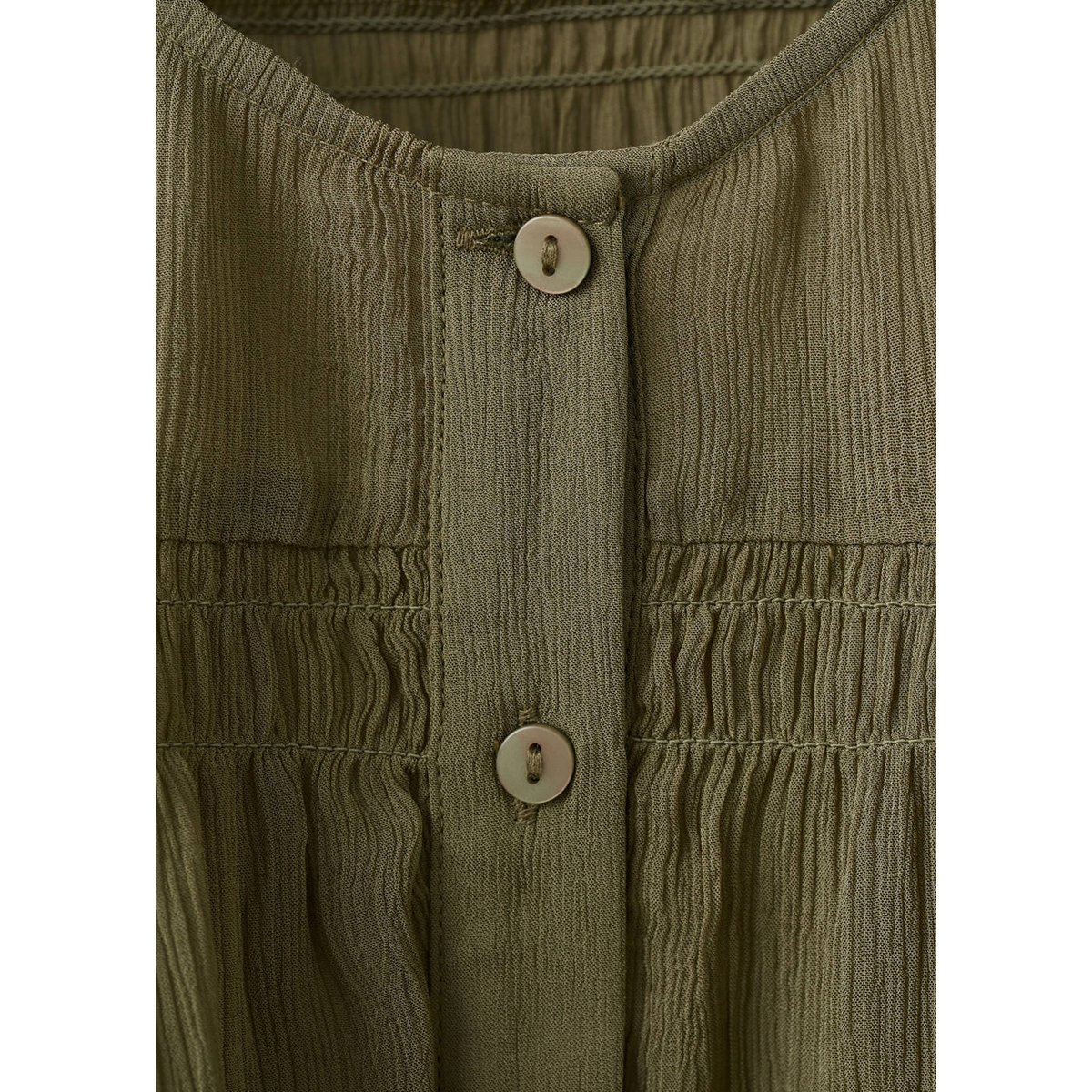 Blouse à volants détails dentelle vert, MANGO