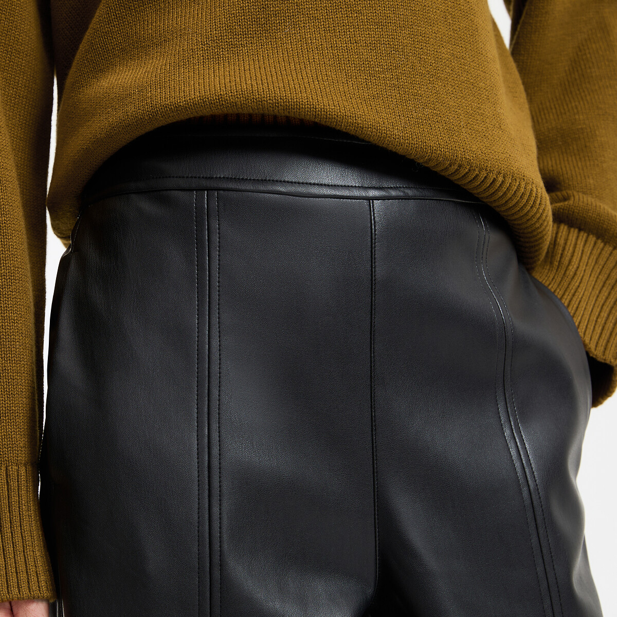 High Waisted Wide Leg Faux Leather Barrel Trousers black, LA REDOUTE COLLECTIONS