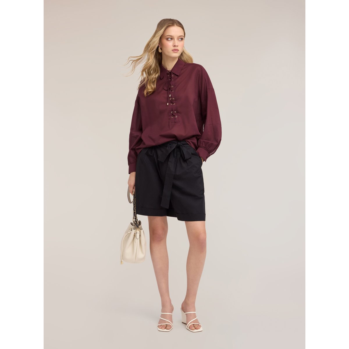 Chemise oversize avec lacets violet, MOTIVI
