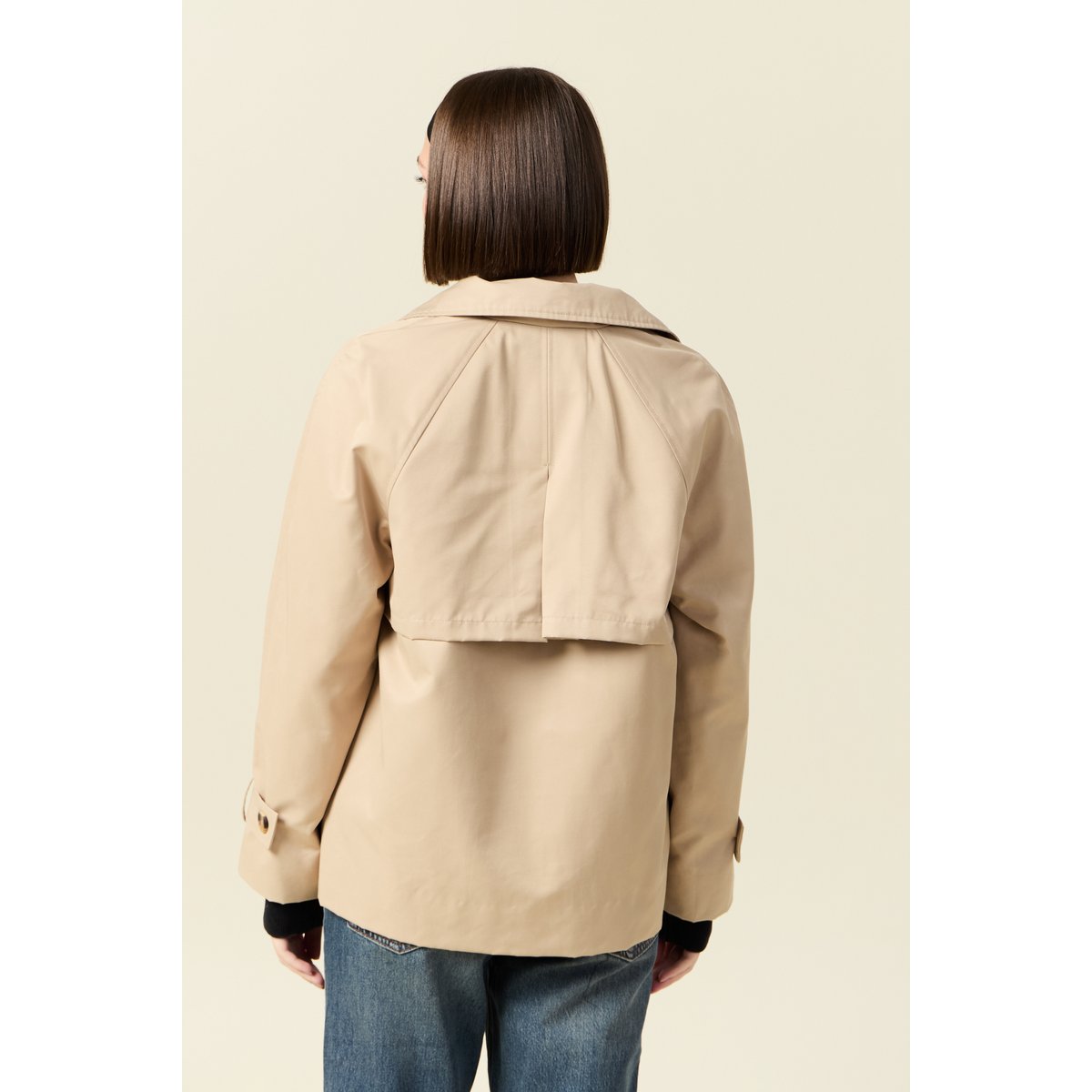 Trench droit court col montant beige, BONOBO