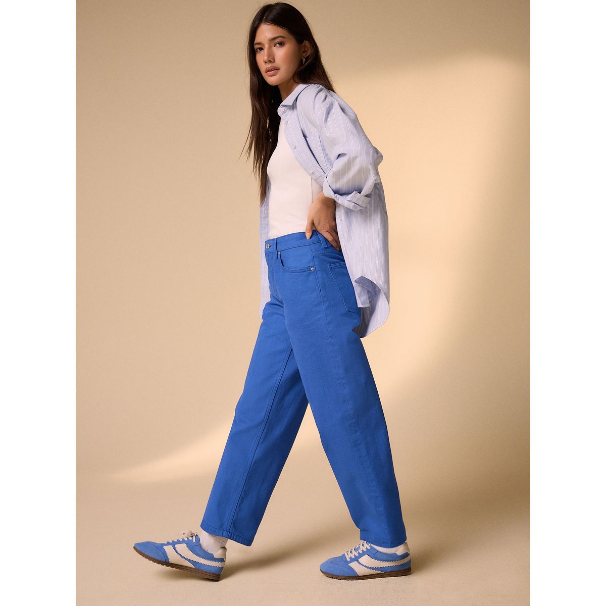 Jean droit longueur cheville bleu cobalt, NEXT