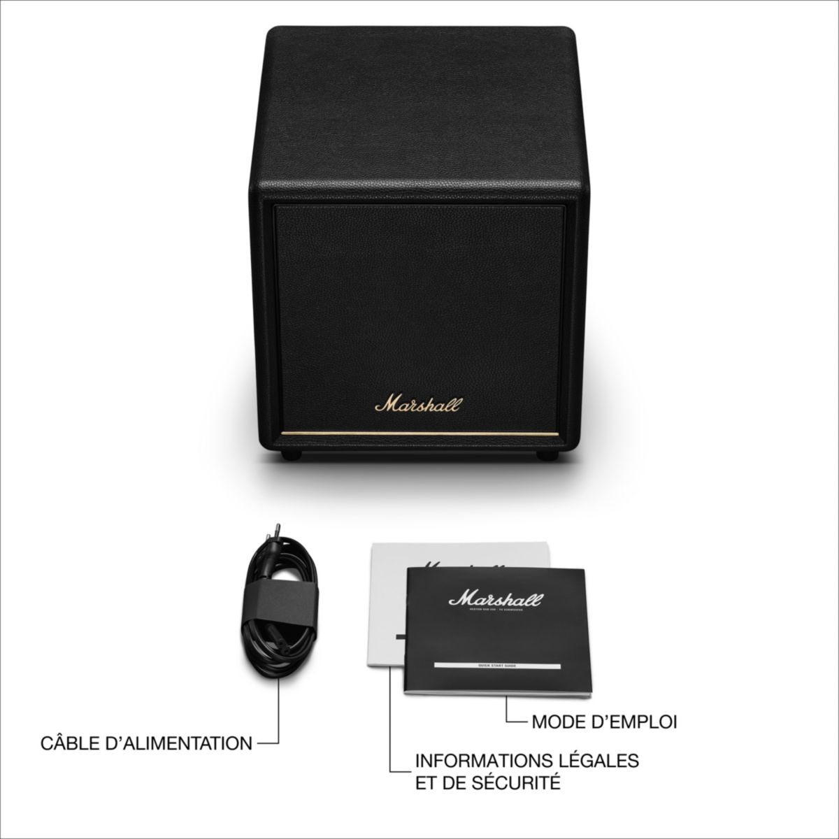 Caisson de basse Heston Sub 200 Noir - Compatible barre de son Marshall, connexion sans fil noir, MARSHALL
