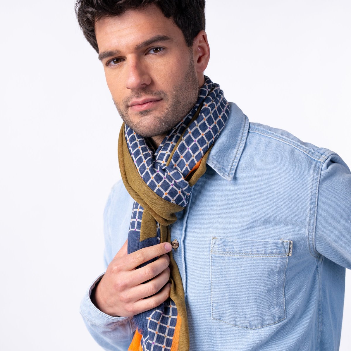 Foulard en laine bleu et orange, BILLYBELT