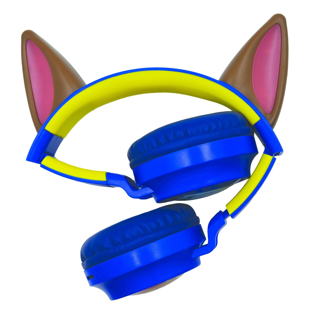 Casque lumineux pliable Bluetooth® et filaire avec un design 3D des oreilles de Chase de La Pat' Patroulle bleu, LEXIBOOK