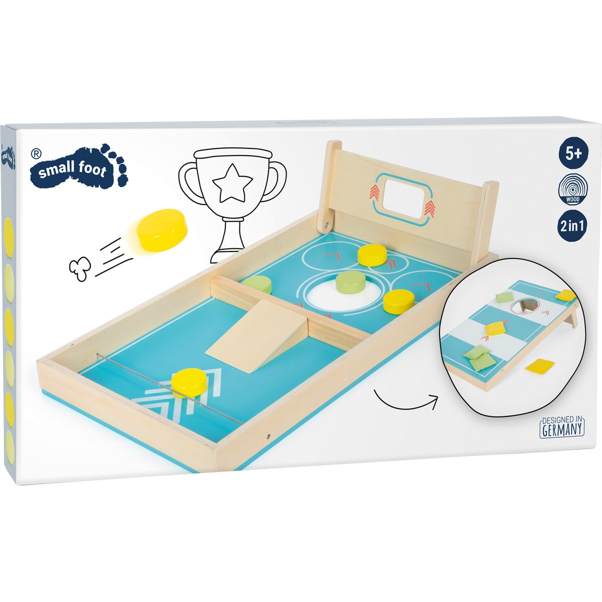 Jeu de Cornhole et de Sling Puck bleu, SMALL FOOT COMPANY