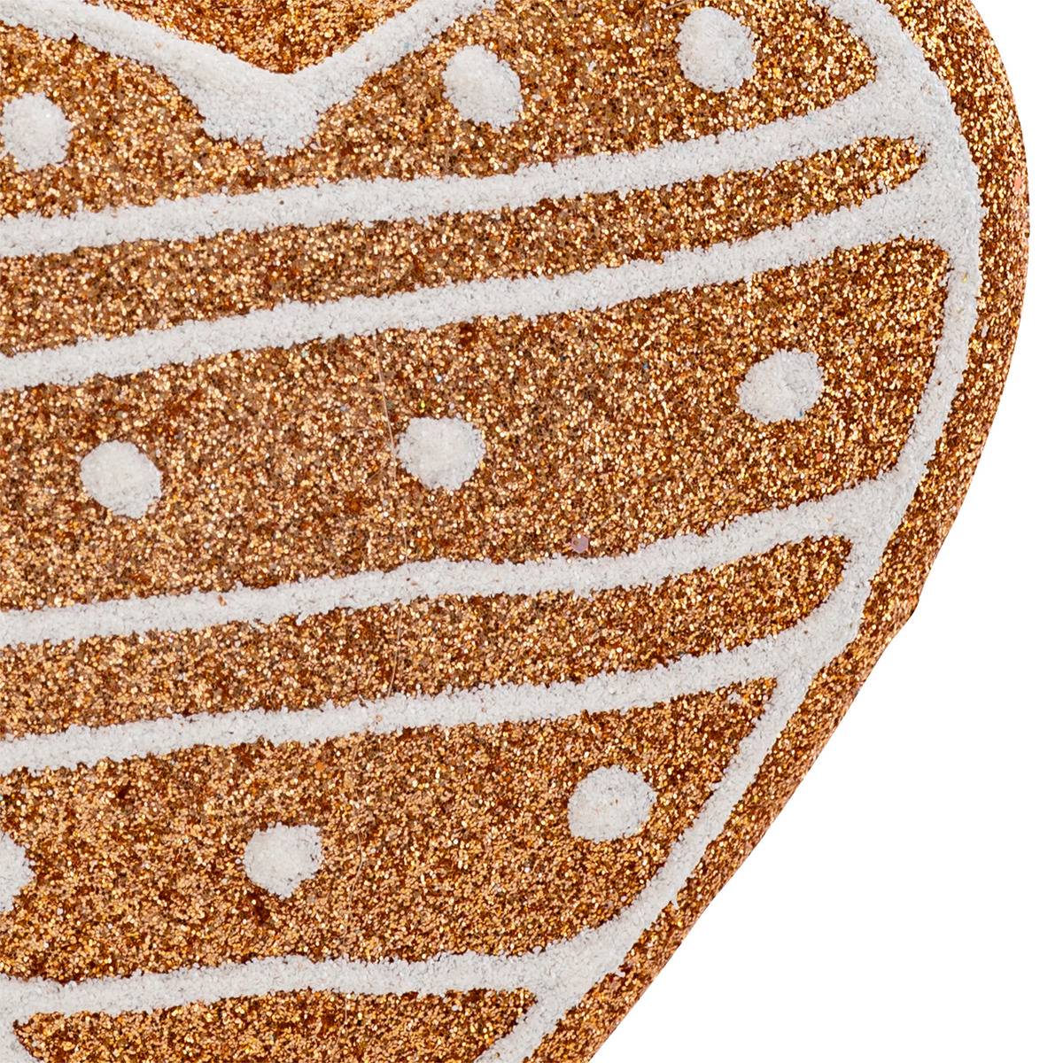 Sujet cœur cookie paillettes polystyrène H9 cm marron marron caramel, ATMOSPHERA