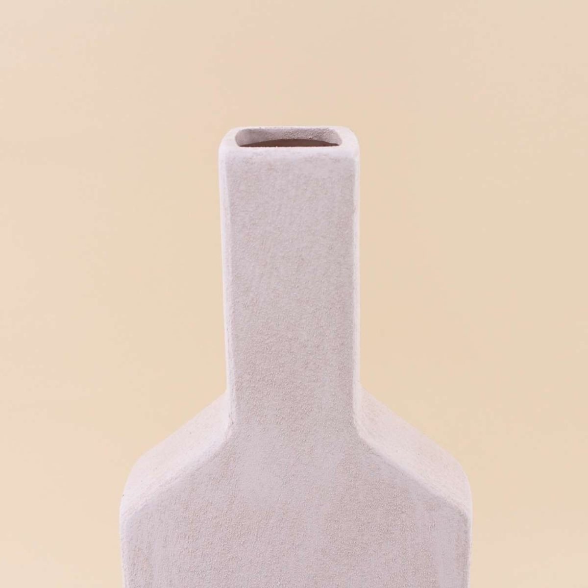 Vase bouteille géométrique en grès, H48cm blanc, ORNAMI