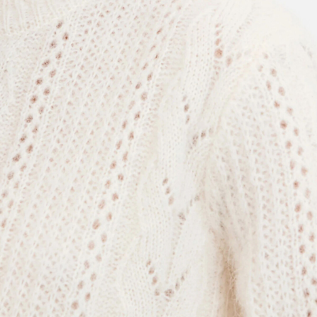 Pull en maille ajourée, laine et alpaga mélangés ecru, LA REDOUTE COLLECTIONS