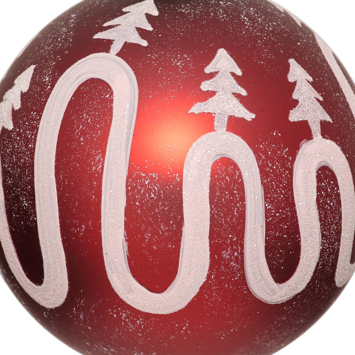 Boule de Noël en verre vague rouge et blanc D. 100 mm rouge, FEERIC LIGHTS & CHRISTMAS