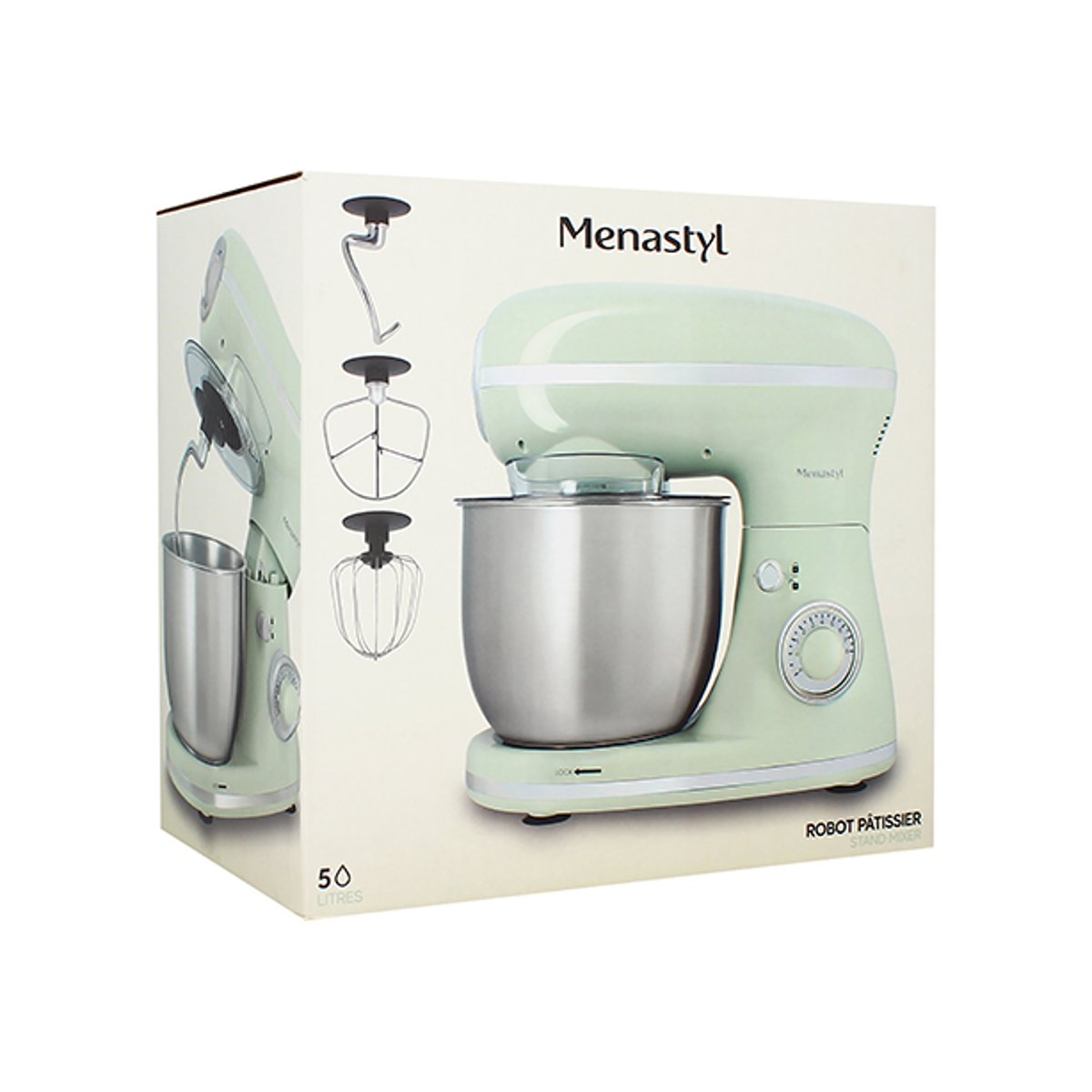 Robot patissier 1300W - 8 vitesses, RETRO céladon, MENASTYL